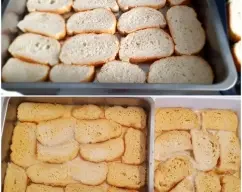 Step <p>Vierta la mezcla sobre las rebanadas de pan y deje reposar mínimo 4 horas ( mejor de un día para otro) dándoles la vuelta para que se impregnen bien. No deben quedar secas sin la mezcla en ningún momento. </p> illustration