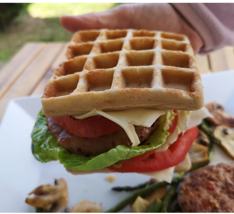 Gofres salados, sin gluten, ni lactosa.