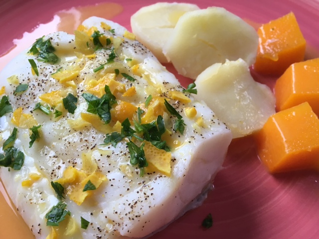Menú del día con Thermomix® : Bacalao con mantequilla de cítricos